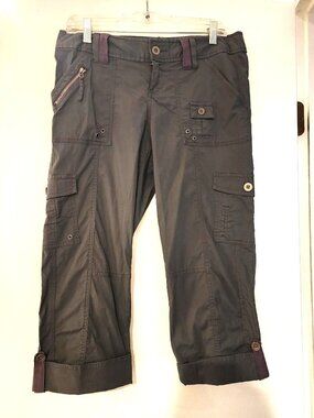 Apt 9 Women's Olive Green Cargo Cropped Capris Pant Pockets Size 8